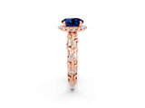 Rose gold Round Cut Halo Diamond Solitaire with Filigree Band and Four-Prong Setting_2