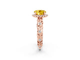 Rose gold Round Cut Halo Diamond Solitaire with Filigree Band and Four-Prong Setting_2