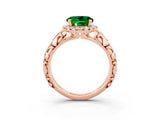 Rose gold Round Cut Halo Diamond Solitaire with Filigree Band and Four-Prong Setting_3