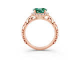 Rose gold Round Cut Halo Diamond Solitaire with Filigree Band and Four-Prong Setting_3