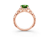 Rose gold Round Cut Halo Diamond Solitaire with Filigree Band and Four-Prong Setting_3