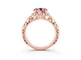 Rose gold Round Cut Halo Diamond Solitaire with Filigree Band and Four-Prong Setting_3