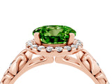 Rose gold Round Cut Halo Diamond Solitaire with Filigree Band and Four-Prong Setting_4