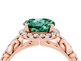 Rose gold Round Cut Halo Diamond Solitaire with Filigree Band and Four-Prong Setting_4
