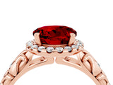 Rose gold Round Cut Halo Diamond Solitaire with Filigree Band and Four-Prong Setting_4