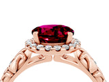 Rose gold Round Cut Halo Diamond Solitaire with Filigree Band and Four-Prong Setting_4