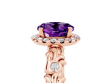 Rose gold Round Cut Halo Diamond Solitaire with Filigree Band and Four-Prong Setting_5
