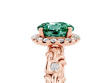 Rose gold Round Cut Halo Diamond Solitaire with Filigree Band and Four-Prong Setting_5