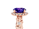 Rose gold Round Cut Halo Diamond Solitaire with Filigree Band and Four-Prong Setting_5