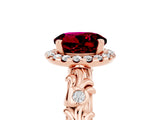 Rose gold Round Cut Halo Diamond Solitaire with Filigree Band and Four-Prong Setting_5