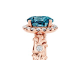 Rose gold Round Cut Halo Diamond Solitaire with Filigree Band and Four-Prong Setting_5