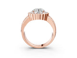 Rose gold Round Cut Halo Diamond Split Shank Ring with Scalloped Prong Setting_10