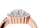 Rose gold Round Cut Halo Diamond Split Shank Ring with Scalloped Prong Setting_11