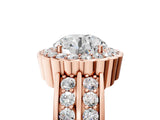 Rose gold Round Cut Halo Diamond Split Shank Ring with Scalloped Prong Setting_12