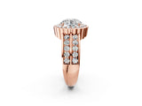 Rose gold Round Cut Halo Diamond Split Shank Ring with Scalloped Prong Setting_9