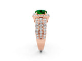 Rose gold Round Cut Halo Emerald Ring with Split Shank and Four-Prong Setting_2
