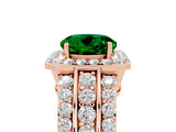 Rose gold Round Cut Halo Emerald Ring with Split Shank and Four-Prong Setting_5