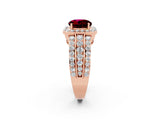 Rose gold Round Cut Halo Garnet Ring with Split Shank and Four-Prong Setting_2