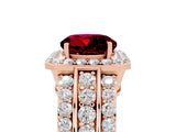 Rose gold Round Cut Halo Garnet Ring with Split Shank and Four-Prong Setting_5