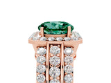 Rose gold Round Cut Halo Green Sapphire Ring with Split Shank and Four-Prong Setting_5