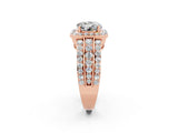 Rose gold Round Cut Halo Moissanite Ring with Split Shank and Four-Prong Setting_2