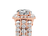 Rose gold Round Cut Halo Moissanite Ring with Split Shank and Four-Prong Setting_5