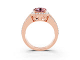 Rose gold Round Cut Halo Morganite Ring with Split Shank and Four-Prong Setting_3