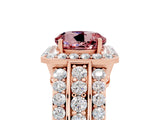 Rose gold Round Cut Halo Morganite Ring with Split Shank and Four-Prong Setting_5