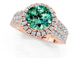 Rose gold Round Cut Halo Pavé Diamond Engagement Ring with Split Shank and Four-Prong Setting_1