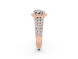 Rose gold Round Cut Halo Pavé Diamond Engagement Ring with Split Shank and Four-Prong Setting_2
