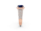 Rose gold Round Cut Halo Pavé Diamond Engagement Ring with Split Shank and Four-Prong Setting_2