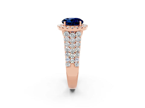 Rose gold Round Cut Halo Pavé Diamond Engagement Ring with Split Shank and Four-Prong Setting_2