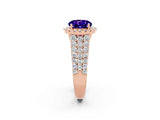 Rose gold Round Cut Halo Pavé Diamond Engagement Ring with Split Shank and Four-Prong Setting_2
