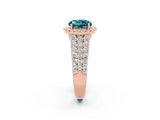 Rose gold Round Cut Halo Pavé Diamond Engagement Ring with Split Shank and Four-Prong Setting_2