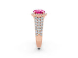 Rose gold Round Cut Halo Pavé Diamond Engagement Ring with Split Shank and Four-Prong Setting_2