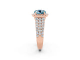 Rose gold Round Cut Halo Pavé Diamond Engagement Ring with Split Shank and Four-Prong Setting_2