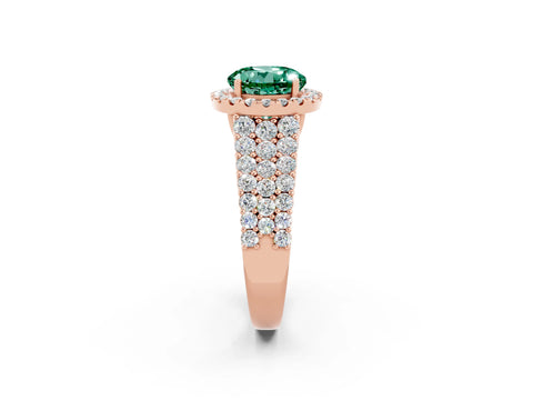 Rose gold Round Cut Halo Pavé Diamond Engagement Ring with Split Shank and Four-Prong Setting_2