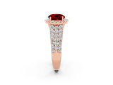 Rose gold Round Cut Halo Pavé Diamond Engagement Ring with Split Shank and Four-Prong Setting_2