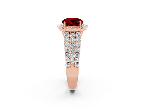 Rose gold Round Cut Halo Pavé Diamond Engagement Ring with Split Shank and Four-Prong Setting_2