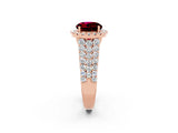 Rose gold Round Cut Halo Pavé Diamond Engagement Ring with Split Shank and Four-Prong Setting_2