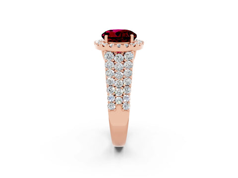 Rose gold Round Cut Halo Pavé Diamond Engagement Ring with Split Shank and Four-Prong Setting_2