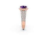 Rose gold Round Cut Halo Pavé Diamond Engagement Ring with Split Shank and Four-Prong Setting_2