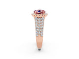 Rose gold Round Cut Halo Pavé Diamond Engagement Ring with Split Shank and Four-Prong Setting_2