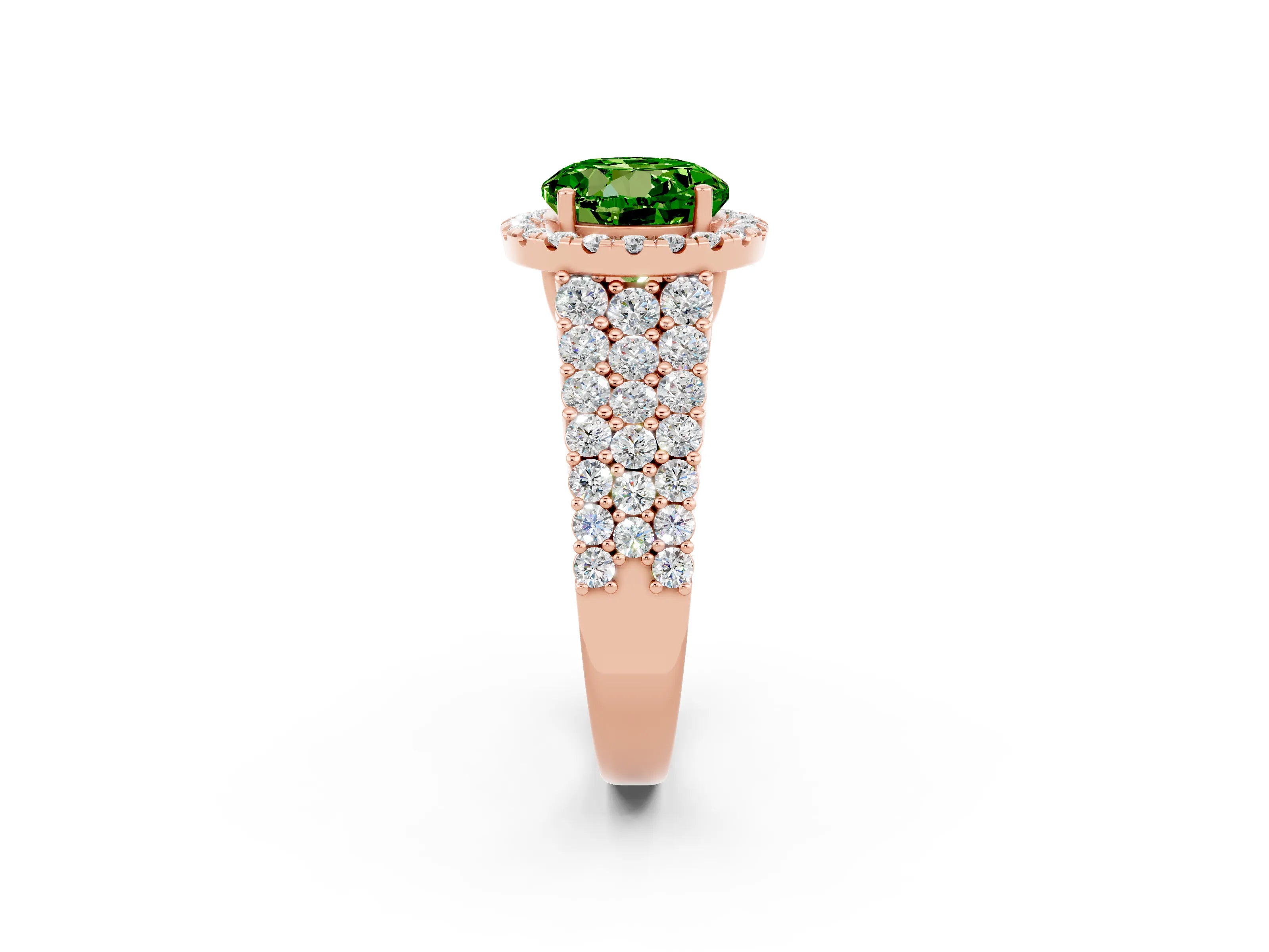 Rose gold Round Cut Halo Pavé Diamond Engagement Ring with Split Shank and Four-Prong Setting_2