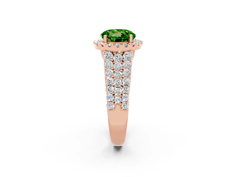 Rose gold Round Cut Halo Pavé Diamond Engagement Ring with Split Shank and Four-Prong Setting_2
