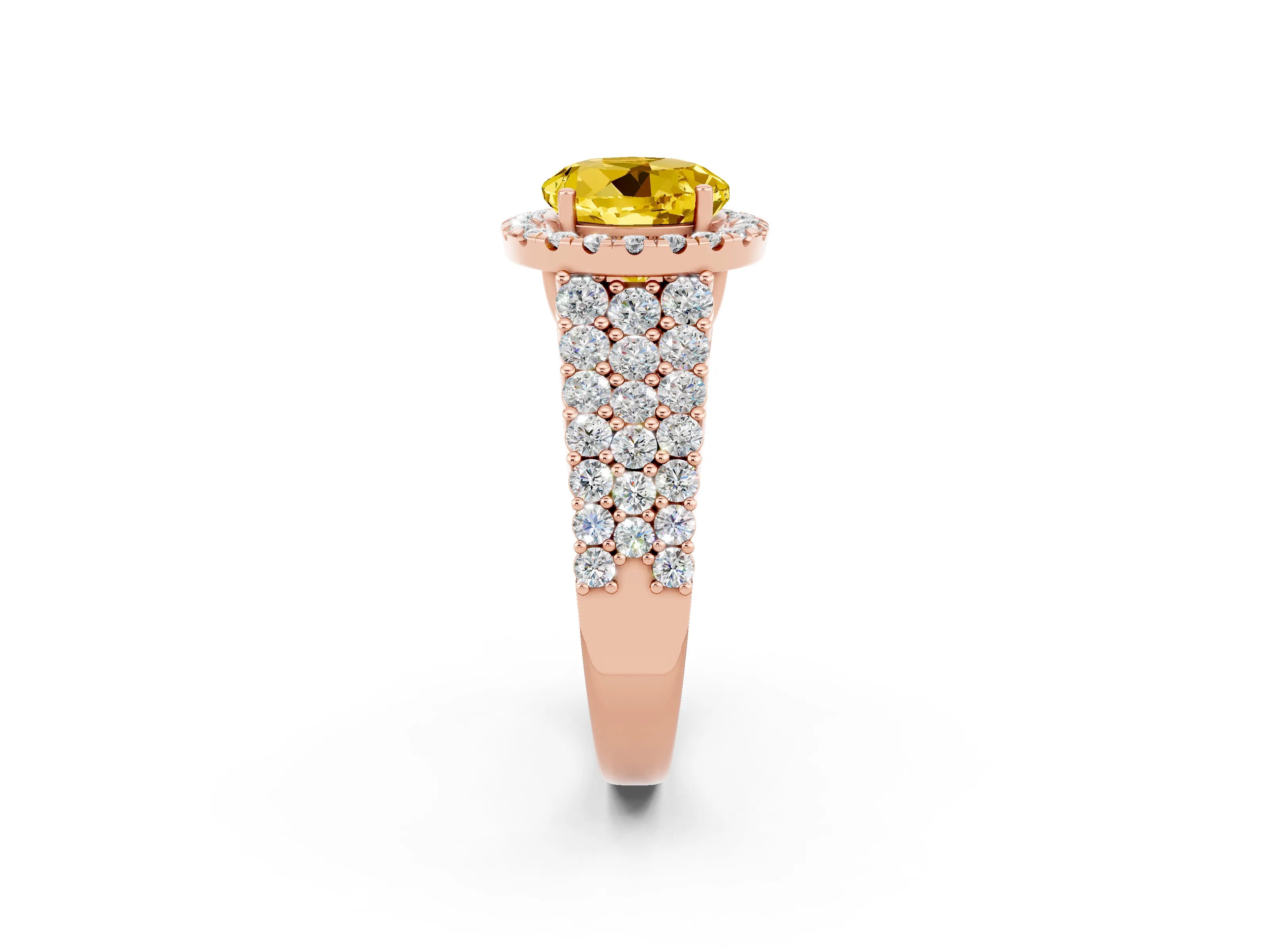 Rose gold Round Cut Halo Pavé Diamond Engagement Ring with Split Shank and Four-Prong Setting_2