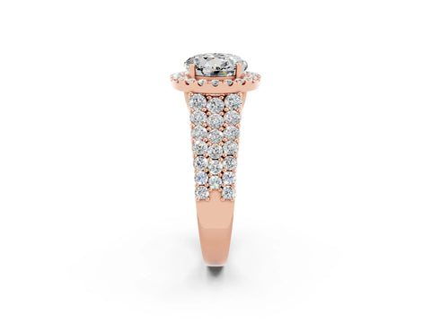 Rose gold Round Cut Halo Pavé Diamond Engagement Ring with Split Shank and Four-Prong Setting_2
