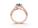 Rose gold Round Cut Halo Pavé Diamond Engagement Ring with Split Shank and Four-Prong Setting_3