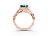Rose gold Round Cut Halo Pavé Diamond Engagement Ring with Split Shank and Four-Prong Setting_3