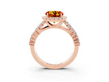 Rose gold Round Cut Halo Pavé Diamond Engagement Ring with Split Shank and Four-Prong Setting_3